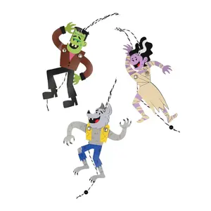 4" x 6" Halloween Green Monster, Werewolf & Mummy Monster Puppets Craft Kit - Makes 12