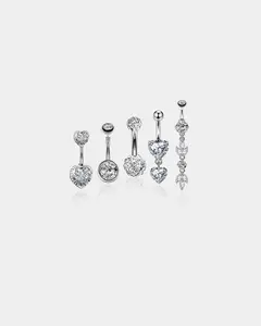 5Pcs CZ Dangle Belly Rings Set