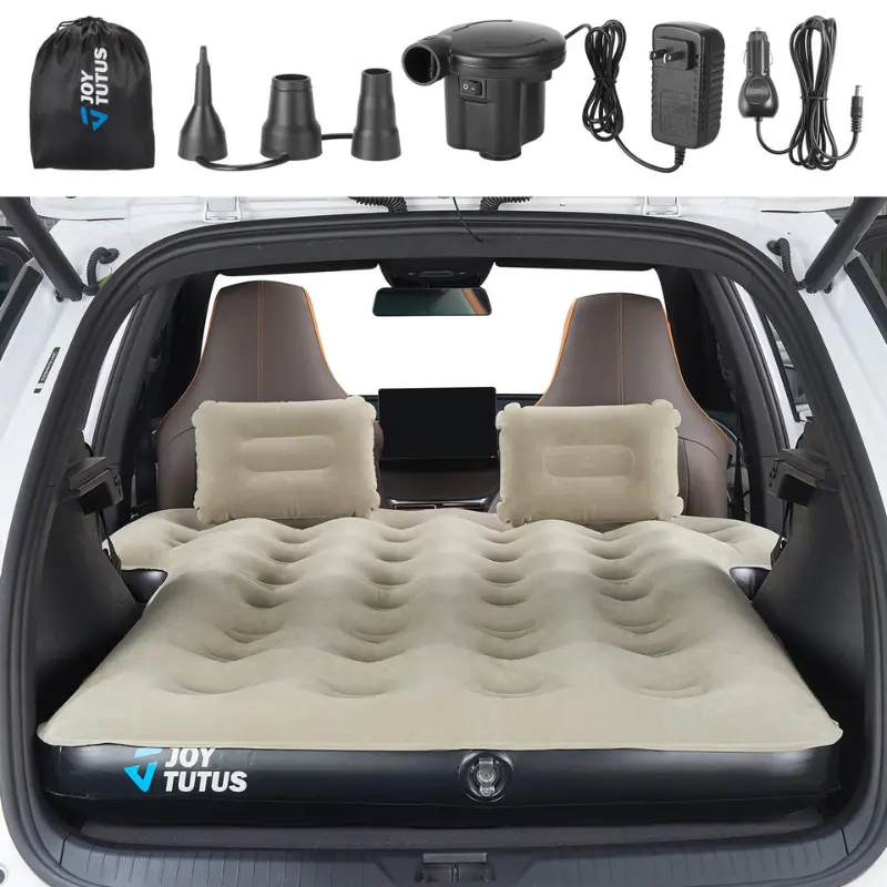 JoyTuTus SUV Air Mattress for Car Camping, 71" L x 55" W x 4" H Thickened & Inflatable Car Mattress for Sleeping Pad, Portable Integrated SUV Camping Bed with 2-in-1 Air Pump, Pillows & Carry Bag