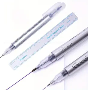 10 Pcs Tattoo Skin Marking Pen 0.5mm & 1mm Precision Tips for Tattoo Stencil Outline&Eyebrow Embroidery&Surgical Marking Included Paper Ruler+ Free 1mm Marker Random Color