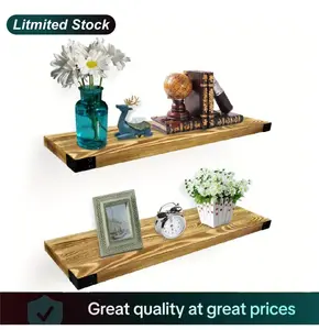 Floating Shelves for Wall, Solid Wood Wall Mounted Shelves with Invisible Brackets, Rustic Storage & Display Shelves for Bathroom, Kitchen, Bedroom, Living Room, Set of 2 holiday durable makeup multifunctional organizer must have gift buy this
