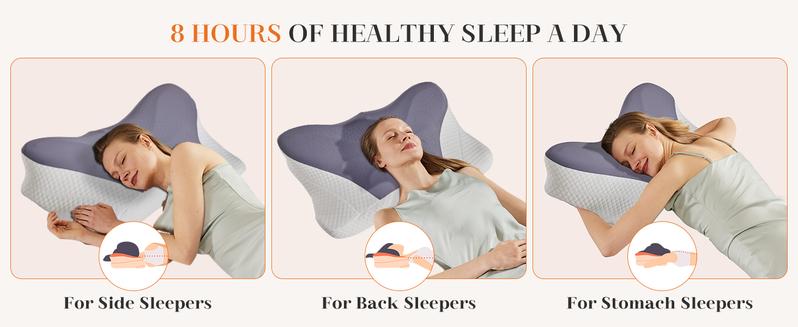 Textiles Soft Furnishings Bedding Contour Neck Pillow with Breathable Pillowcase, Memory Foam Neck for Side, Back, and Stomach Sleepers