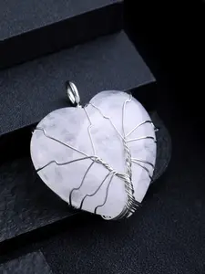 Handmade wire-wrapped heart pendant, crafted with natural gemstones & healing crystals. Waterproof design, ideal birthday gift for women.