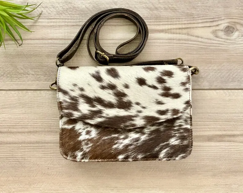 Cowhide Purse Leather Crossbody Western Rodeo Festival Bag Hair on Cowgirl Gifts for Her