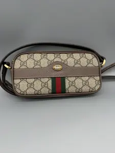 Pre-owned GUCCI Coated Canvas Crossbody Bags Ophidia Mini Crossbody Bag – GG Supreme Canvas with Web Stripe
