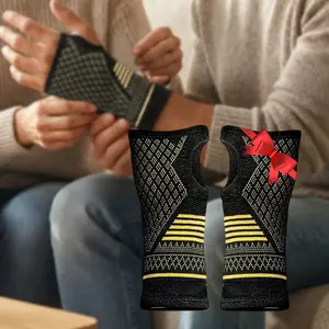 UGEM Copper Wrist Supports Sleeve(2 Pack), Wrist Compression Sleeve, Wrist Brace for Pain Relief, Arthritis, Carpal Tunnel Relief, Recovery(M, Black)