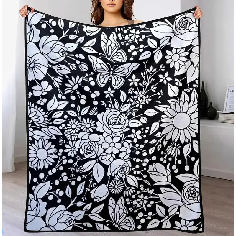 Color Fillable DIY Blanket Ultra Soft Flannel Creative Art Craft Kit Cozy Warm Bedroom Couch Sofa Decor Birthday Christmas Gift for Kids Teens Adults Men Women Artists Paint Your Own Style