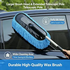 Extendable Car Wash Mop with Long Handle Microfiber Car Duster Brush for Waxing Foam Cleaning Scratch Free Car Cleaning Tools