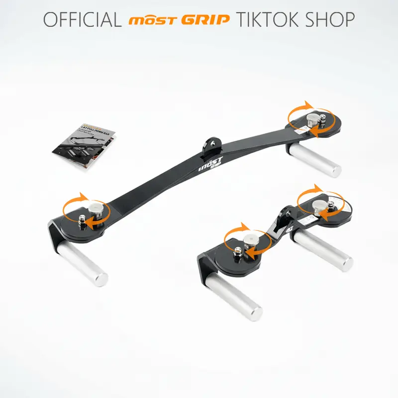 MOSTGRIP Adjustable Rotating Lat Pulldown Bar Set - Long & Short Cable Attachments with 360° Free-Moving & Lockable Grip Angles for Back Workouts