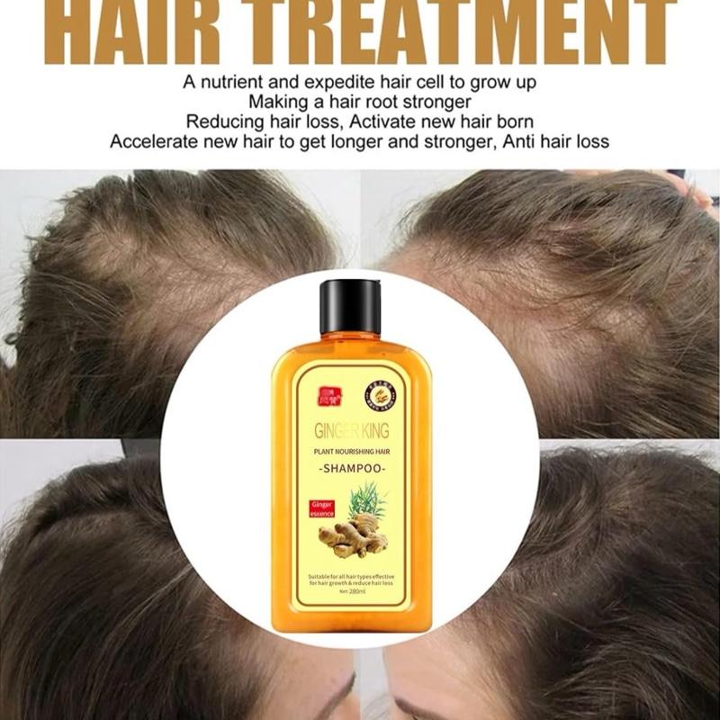 Ginger Shampoo for Hair Growth, Instant Regrowth , Anti-Fall , Care , Anti-Hair Loss (yellow, 280ML) Hair growth Shampoo , fights hair loss , promotes new hair growth