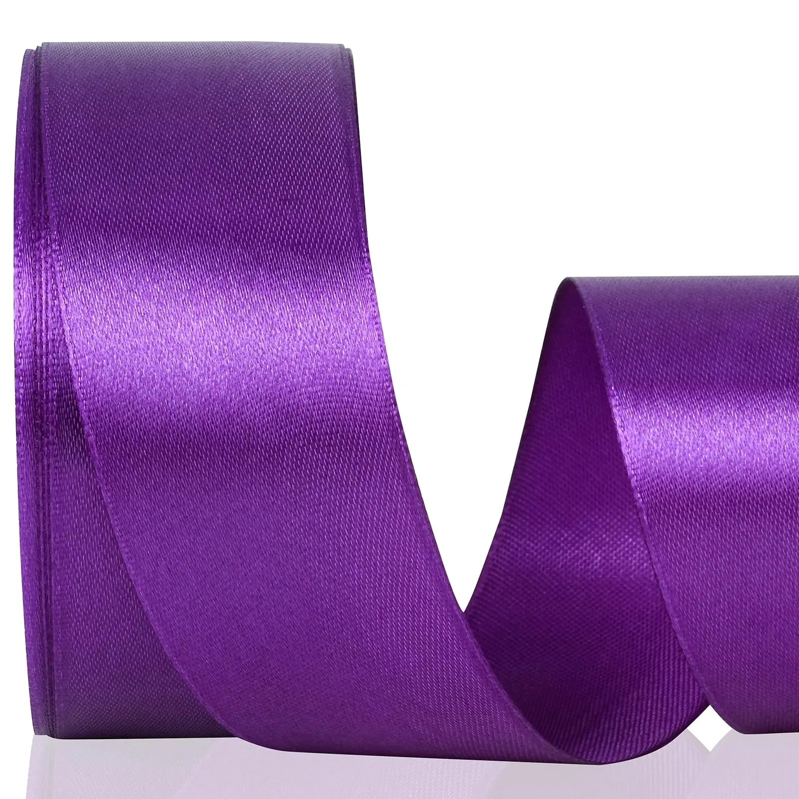 Purple Ribbon 1 1/2 Inch  25 Yards/roll Solid Satin For Gift Wrapping Bow & Eternal Flower Making Floral Bouquets Party Decoration.
