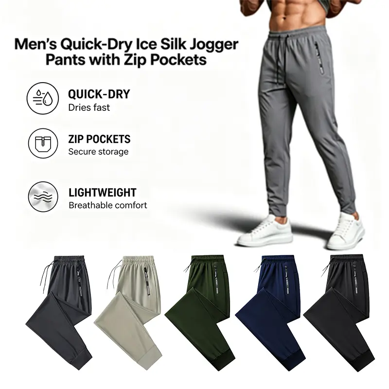 Men's Flare Fit Athletic Pants - Lightweight High-Stretch Polyester Elastane Blend with Zip Pockets for All-Season Wear & Daily Fitness Routines, All Seasons, Polyester Blend, Available In Multiple Sizes, Casual, Machine Washable, Male, Athletic Wear, Fit