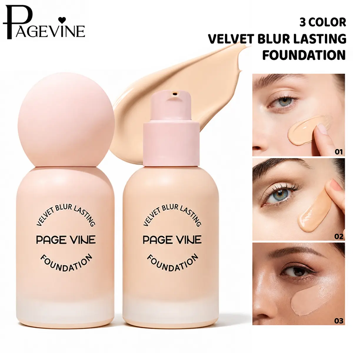Velvet Blur Liquid Foundation, Long-Lasting Lightweight Face Makeup, Breathable Soft Matte Finish, Buildable Coverage for Imperfections, Oil Control Foundation.