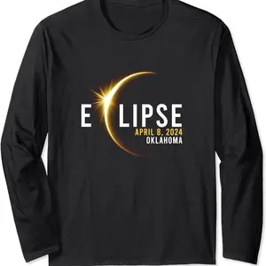 Totality 04 08 24 Total Solar Eclipse 2024 Oklahoma Long Sleeve T-shirt