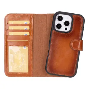 Leather iPhone 16 Pro Max Detachable Wallet Case