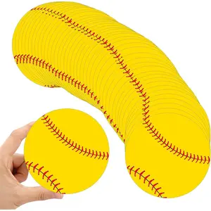 80 Pcs 5.91 Inch Softball Cutouts DIY Paper Cut Outs with Glue Points Sports Theme Party Decorations for Birthday Baby Shower Game Day Bulletin Board Poster Wall Decor Supplies