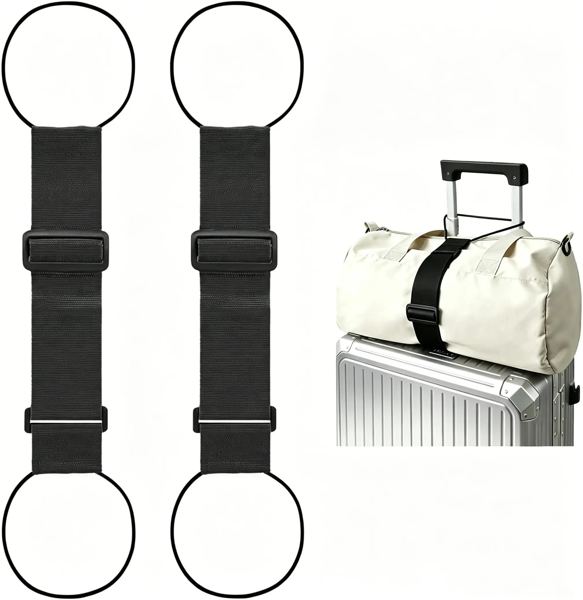 2pack Multi Use Strong Adjustable Luggage Connector Straps For Suitcases Colorful Travel Straps Secure Organize Anti Theft Straps,Travel Essentials,Dealsforyoudays.