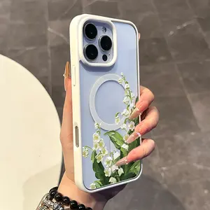 Chic Magnetic Case for iPhone11/12/13/14/15/16/promax Elegant lilacs MagSafe Ready, Anti-Slip, Ultra Thin | Aesthetic Touch for Daily Use