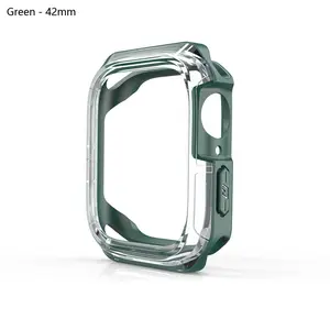 Transparent Dual Color Case for Apple Watch 42/44/45/46/49mm, see-though Dual Layer Protection TPU + PC Bumper, Military Grade Drop Proof Cover for Business & Outdoor Activity for Ultra 3/2/1 & S11/S10/S9/S8/S7/S6/S5.  【Watch Not Included】