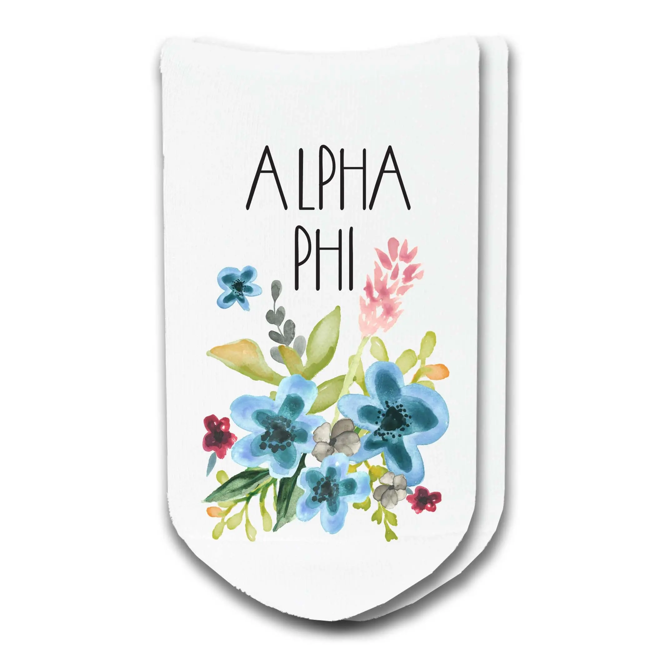 Sorority Watercolor Floral No Show Socks |Sorority Name and Flower Socks