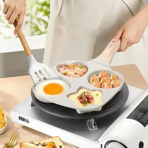 Non-stick Egg Frying Pan, 1 Set 4-hole Handle Flat Bottom Pan, Cooking Accessories, Multifunctional Kitchen Utensils, A Good Helper for Breakfast Fried Eggs and Toast Bread