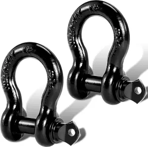 3/4" D Ring Shackles with 9/16" Screw Pin, 44,000 lbs Break Strength, Heavy Duty Clevis Shackles (Black) for , , SUV, Trailer, ATV, UTV2pcs