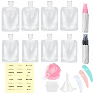 17PCS Travel Pouches for Toiletries,Travel Size Portable Containers,Stand Up Pouch,Refillable Travel Accessories for Shampoo Conditioner Lotion Soap Liquids