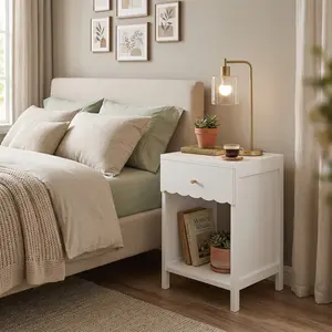 Nightstand with Light & Storage  Minimalist Bedside Table for Small Bedroom