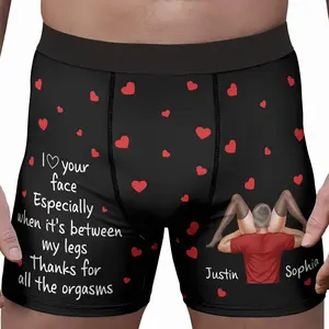 Personalized Funny Men's Boxer Briefs - Custom Name Print Couple Gift for Him