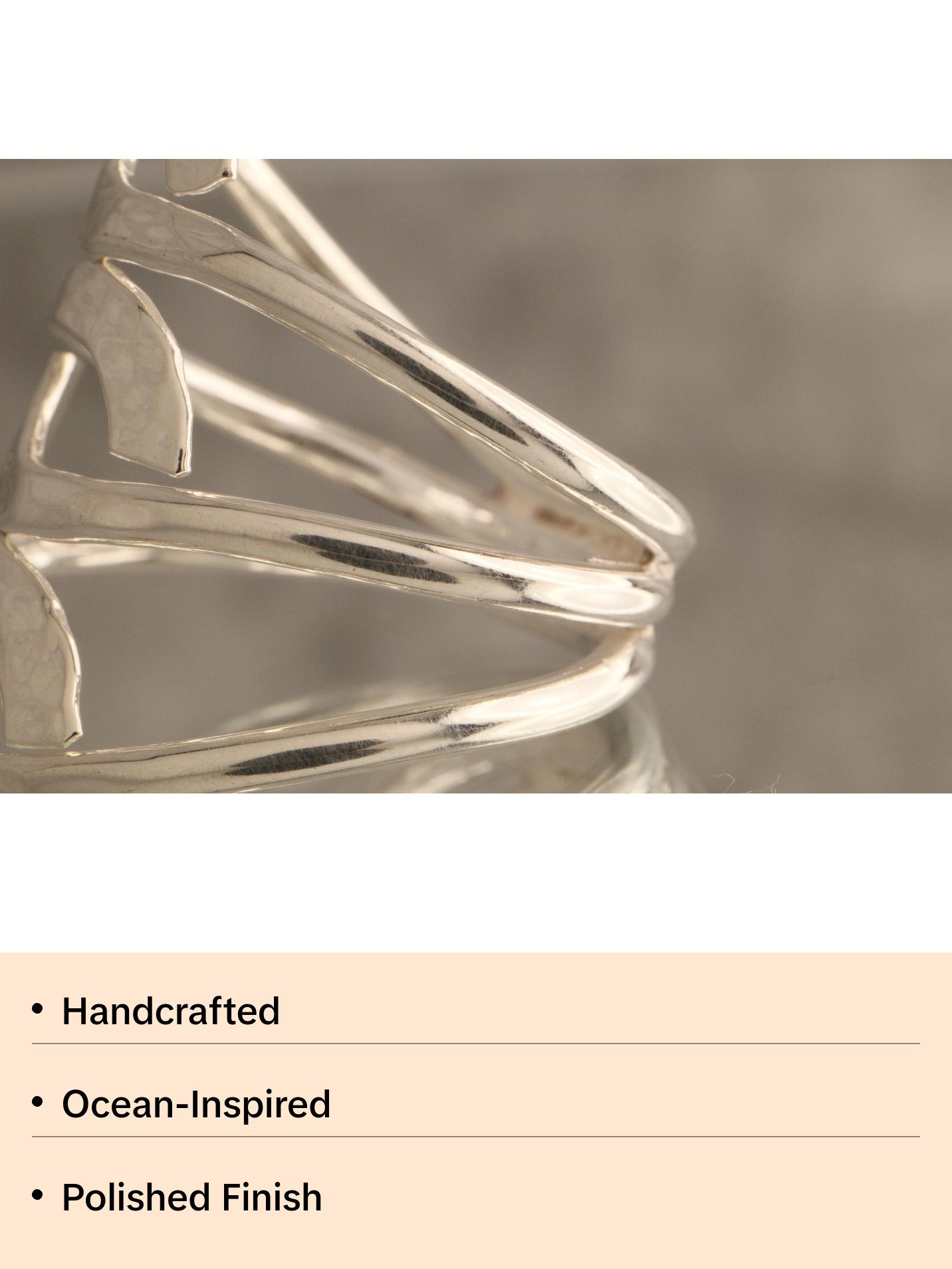 Tidal Grace - Over 6 Grams Of 925 Sterling Silver Tapered Wave Ring Tidal Grace - Over 6 Grams Of 925 Sterling Silver Tapered Wave Ring