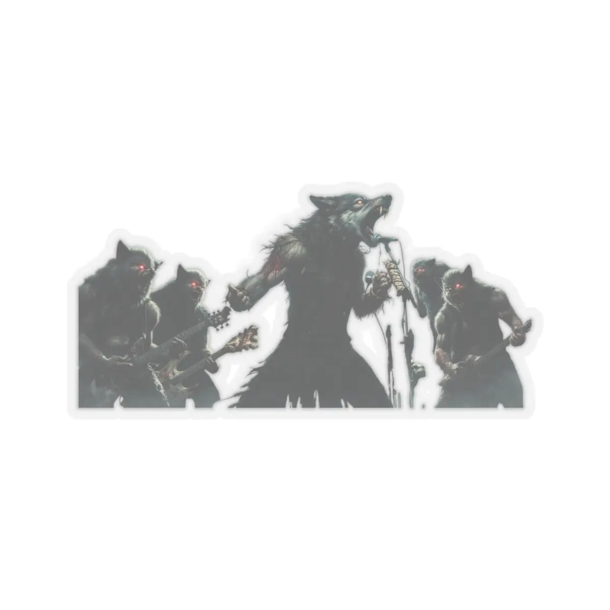 Rock Band Wolf Kiss-Cut Stickers, Edgy Stickers for Skateboards, Goth Decor, Gift for Music Lovers, Horror Aesthetic Stickers