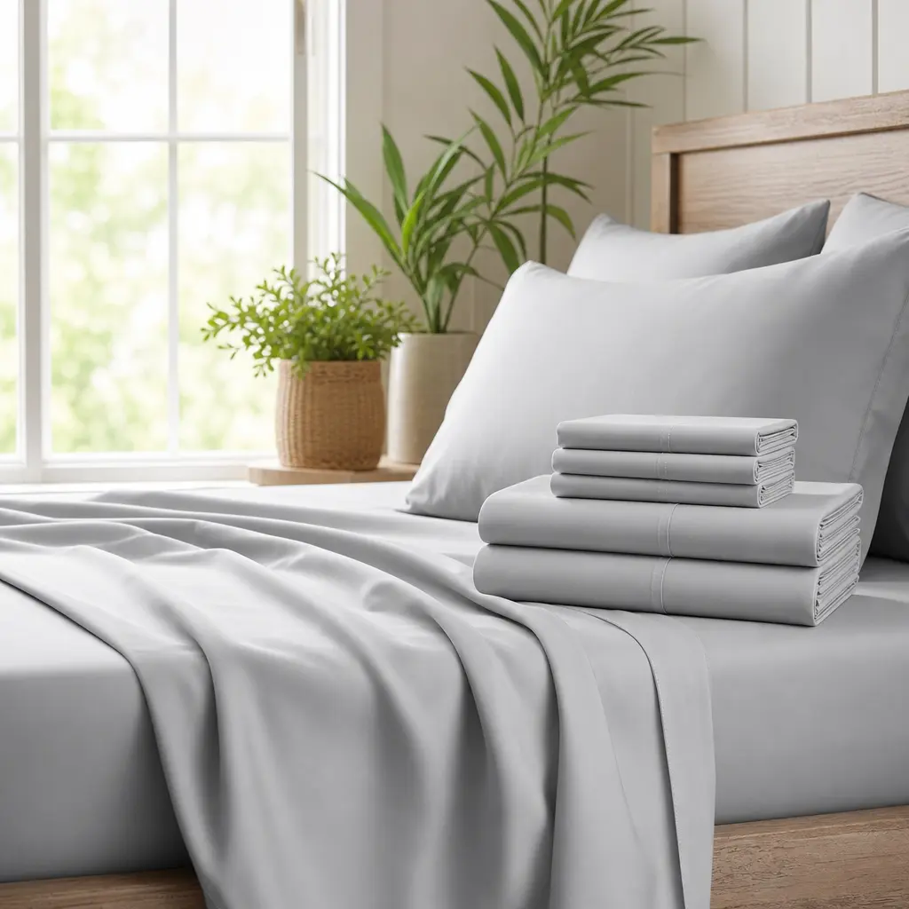 4/6-Piece Extra Deep Pocket Bamboo Bed Sheet & Pillowcase Set - Ultra-Soft, Breathable, Cooling, Wrinkle-Free Hotel Luxury Bedding for Kids, Adults