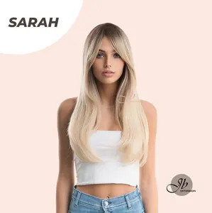 JBEXTENSION 22 Inches Nature Straight Ombre Blonde With Dark Root Wig With Bangs SARAH