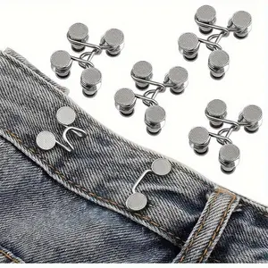 Jeans Waist Adjustment Button, 6 Counts/set Metal Jeans Waist Adjustment Button, DIY Sewing Supplies for Women's Pants Button Parts