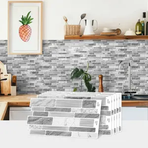 20 pieces self-adhesive peel and stick splash guard, faux tile decals, DIY sticker 3D wall sticker, suitable for kitchen, bathroomertop, wall decoration, 9.7 inches X 4.7 inches