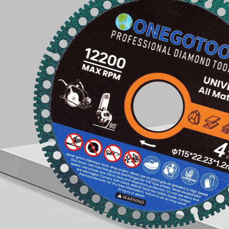 ONEGOTOOL 4-1/2 inch Indestructible Cutting Discs for Angle Grinder 7/8" Blades Cut Off Wheels Diamond Tool Metal rebar Porcelain Tile Granite Marble Smooth Cutter (3pcs)