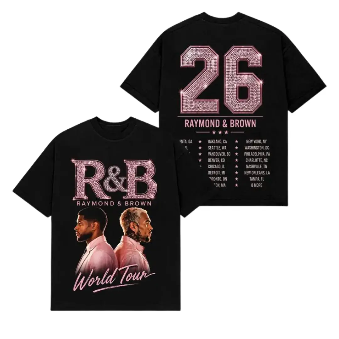 Raymond and Brown Concert Merch, Two Sided R&B Tour 2026 Shirt, Team Breezy Apparel, Oversized Heavyweight T-Shirt, Vintage 90s Rap Tee, Diamond Bling Graphic Tee, Hip Hop Music Shirt, Trendy Y2K Graphic Tee, Aesthetic Streetwear, Merch Gift for Men Women
