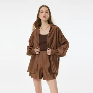 Tencel Blend Shirt And Knit Camisole Two-Piece Set