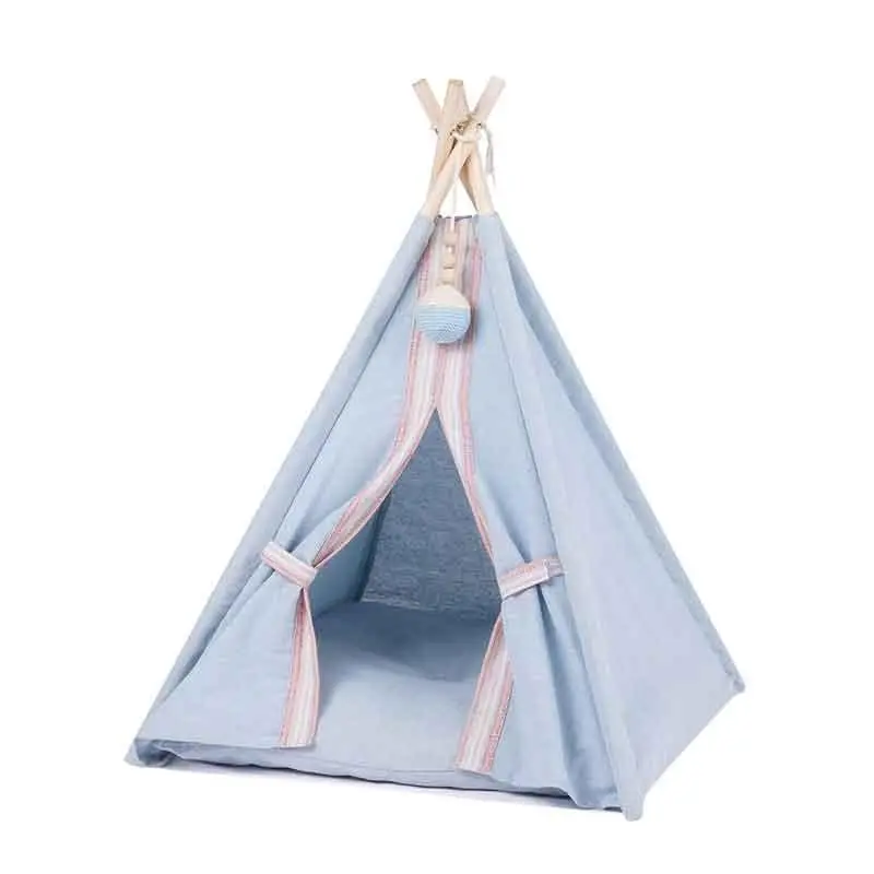 Nordic Style Semi Enclosed Cat Bed Tent - Cozy Teepee Cat House for Indoor Cats, Minimalist Pet Tent Bed, Warm Cat Cave for Small Pets