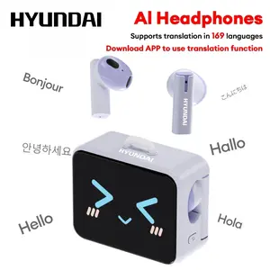 HYUNDAI C19 Multifunctional In-Ear Wireless Headphones Supports 169 Language Translation with 2025 Bluetooth 6.0, LED Smart Screen, Find Earphones Anti-Loss Function, Hi-Fi Sound,Audio Earbuds for Music & Calls,Ideal Gift for Men & Women