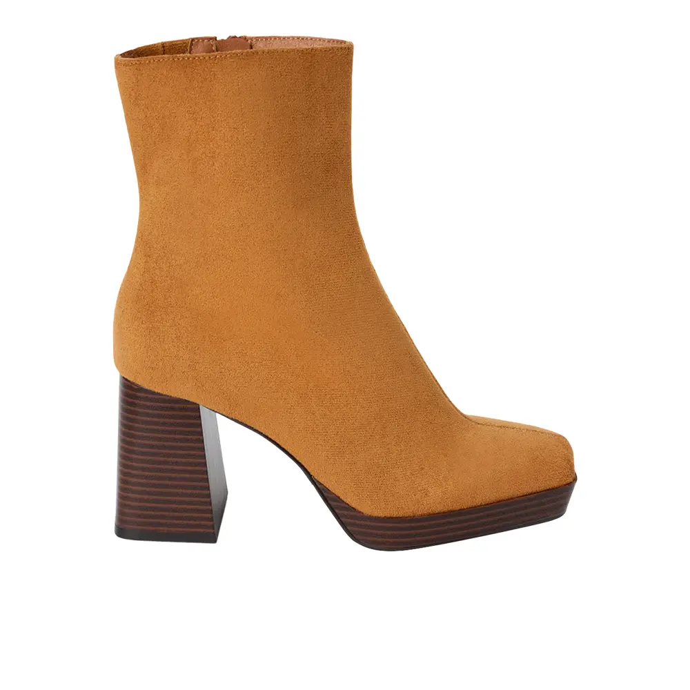 COCONUTS by Matisse Womens Duke Platform Square Toe Zippered Casual Boots Ankle High Heel 3" & Up - Brown