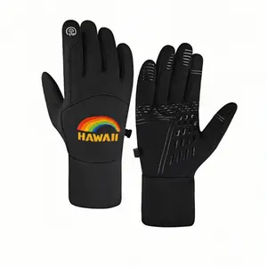 1 pair with Vintage Hawaii Rainbow Rainbow Hawaii Vibrant Embrwinter gloves fishing gloves Touch Screen Breathable Cold Weather full finger gloves for men women Fashion holiday gifts