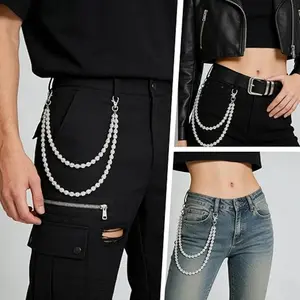 Shiny Ceramic Bead Wallet Chain, 10mm Shiny Bohemian Handbag Jeans Chain, Unisex Fashion Accessory, Men Women Style