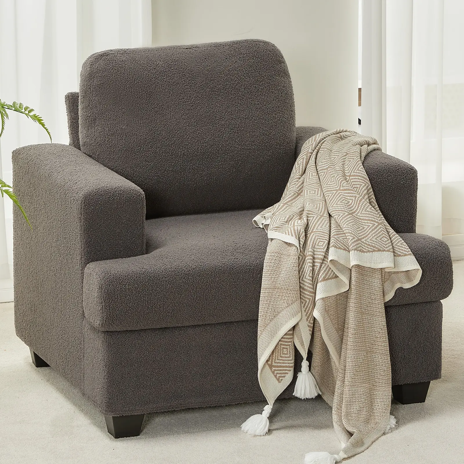 Bouclé-Grey Armchair