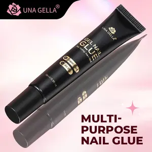 UNA GELLA Super Strong Semi-Solid Nail Glue and Remover Set, Quick-Drying Adhesive for Press-On, Gel & Acrylic Tips, No UV Lamp Needed, DIY Manicure Supplies (15g Glue, 20ml Remover)