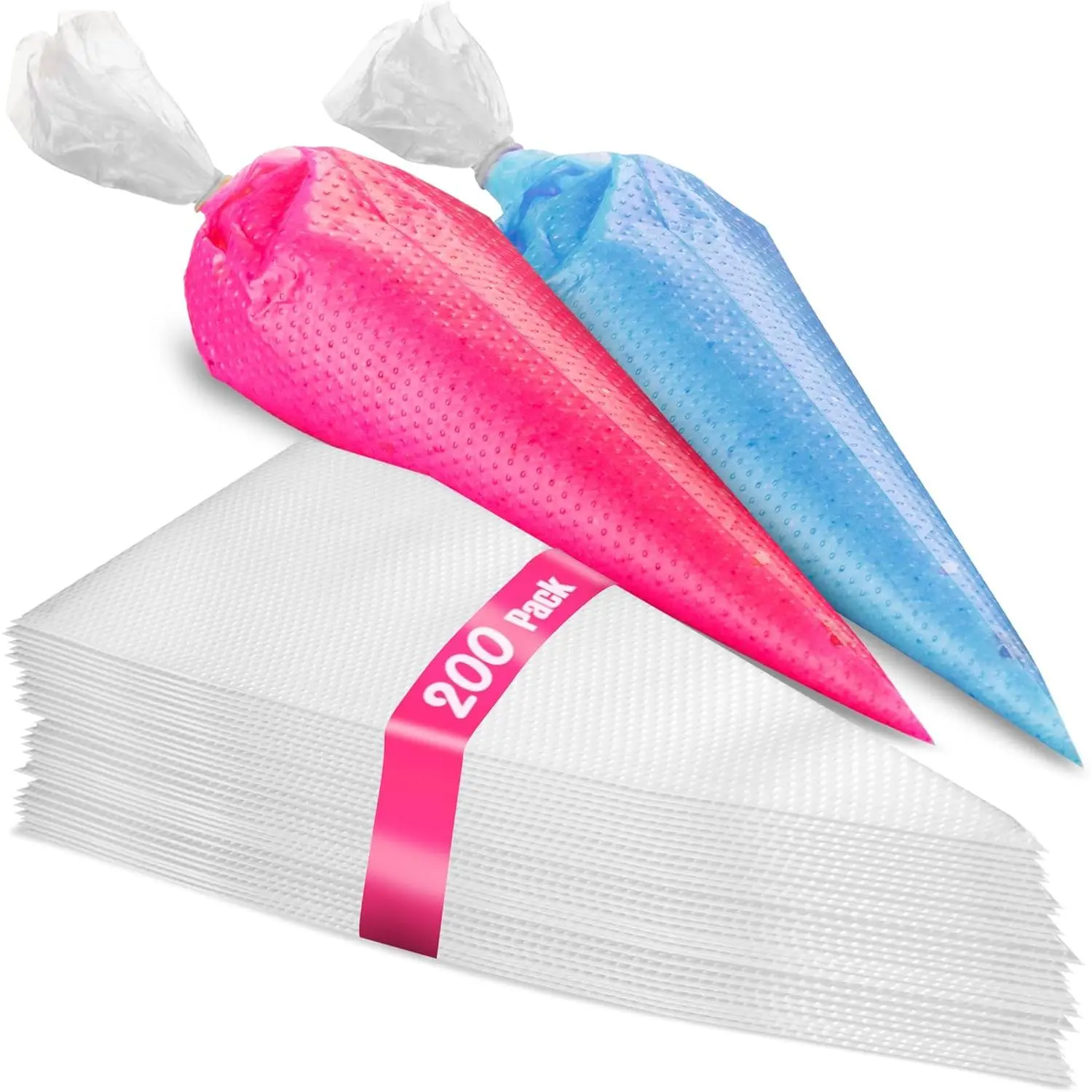 200 Pieces Anti Burst Piping Bags - 12 Inch Pastry Icing Tipless Frosting Cookie Decorating Supplies