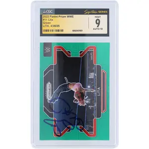 Lita WWE Autographed 2022 Panini Prizm Green Prizm #11 CGC Fanatics Witnessed Authenticated 9/10 Card - Fanatics Authentic Certified