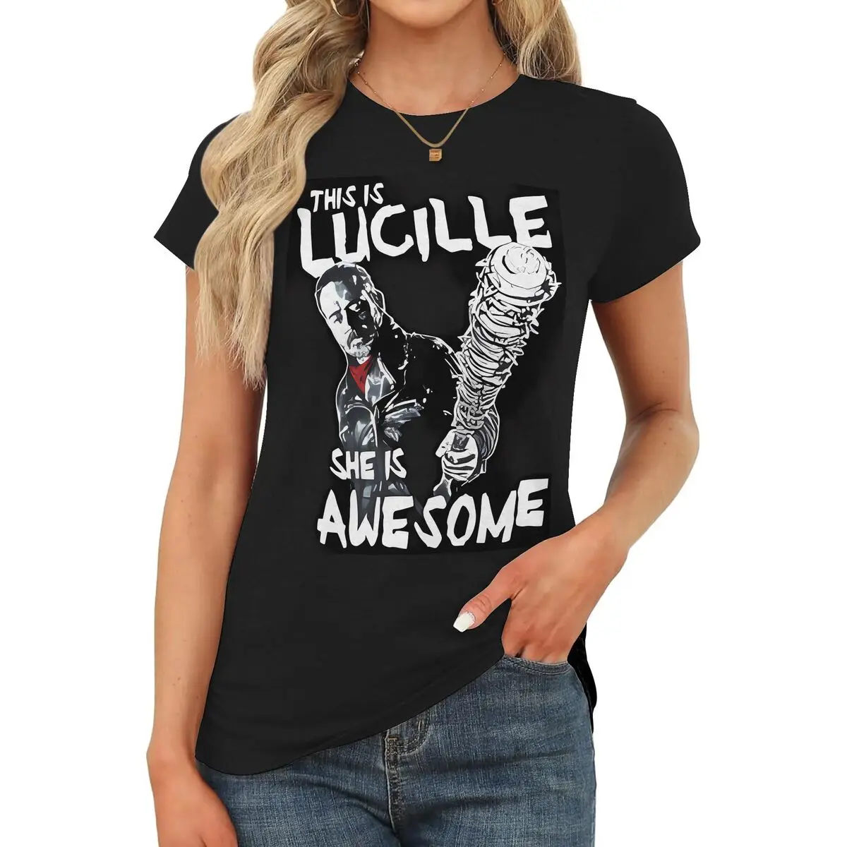 Women's The Walking Dead Graphic T-Shirt, Casual Shortsleeve Round Neck Streetwear Top, Slimming Fit Cotton Blend, Birthday Gift for Teacher, Tshirt