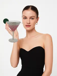 Luxury Goblet Shape Rhinestone Evening Bag for Women Glitter Crystal Clutch Purse Bride Wedding Handbag for Cocktail Party