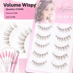 Natural False Eyelashes 3D Mink Eye Lashes Long Short Extension Makeup Beauty Tool, Reusable Korean Comfortable Realistic Durable, Cosmetic